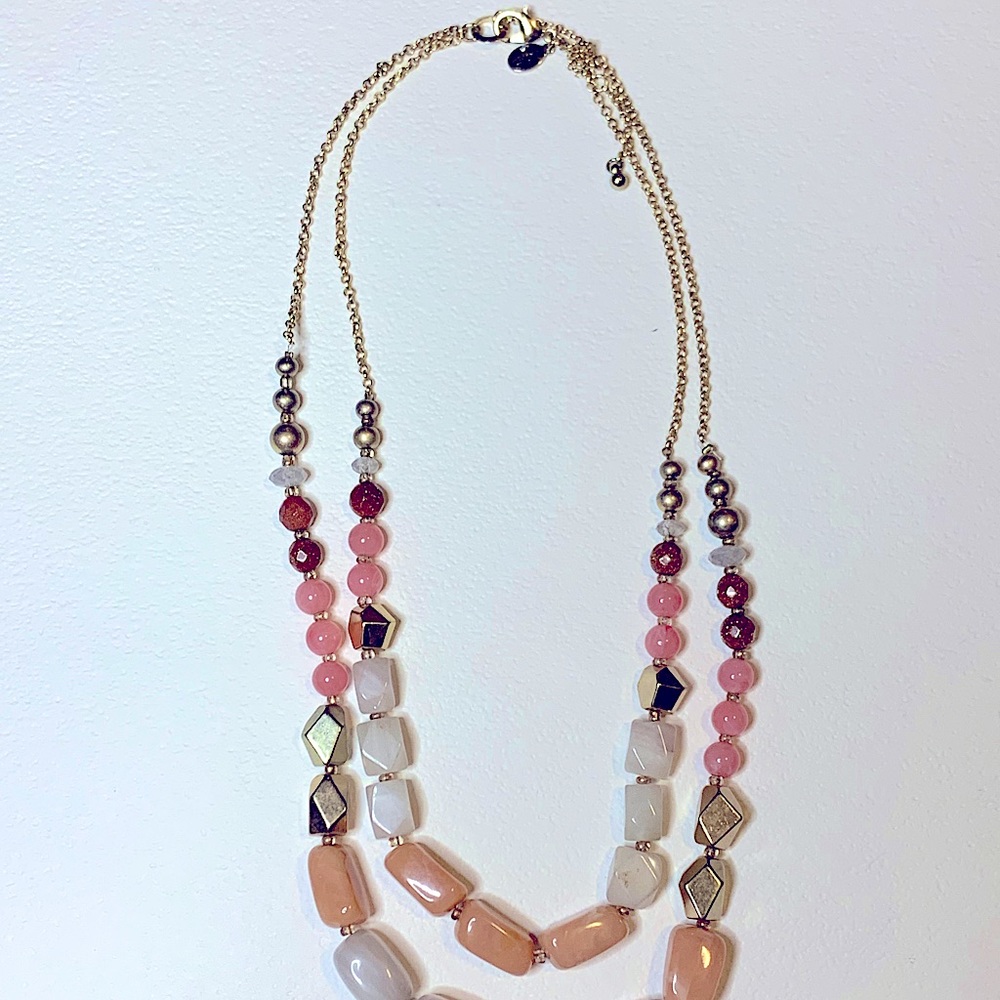 Loft double beaded necklace with gold hardware